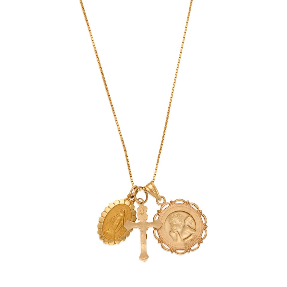 14K GOLD, PENDANT AND CHAIN WITH TWO ADDITIONAL GOLD CHARMS - 2
