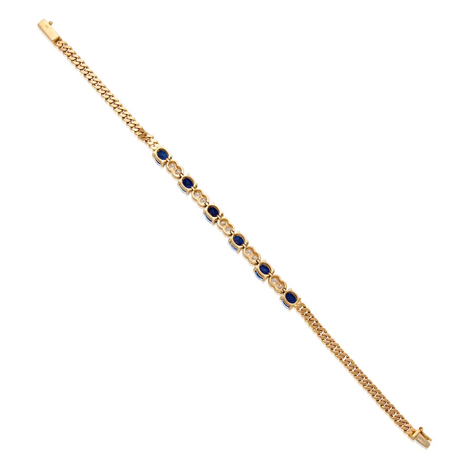 18K GOLD, SAPPHIRE AND DIAMOND BRACELET - 2
