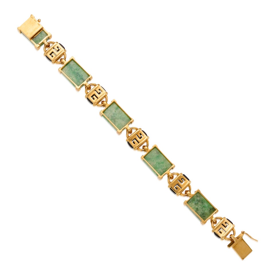 18K GOLD, JADE AND ONYX BRACELET - 2