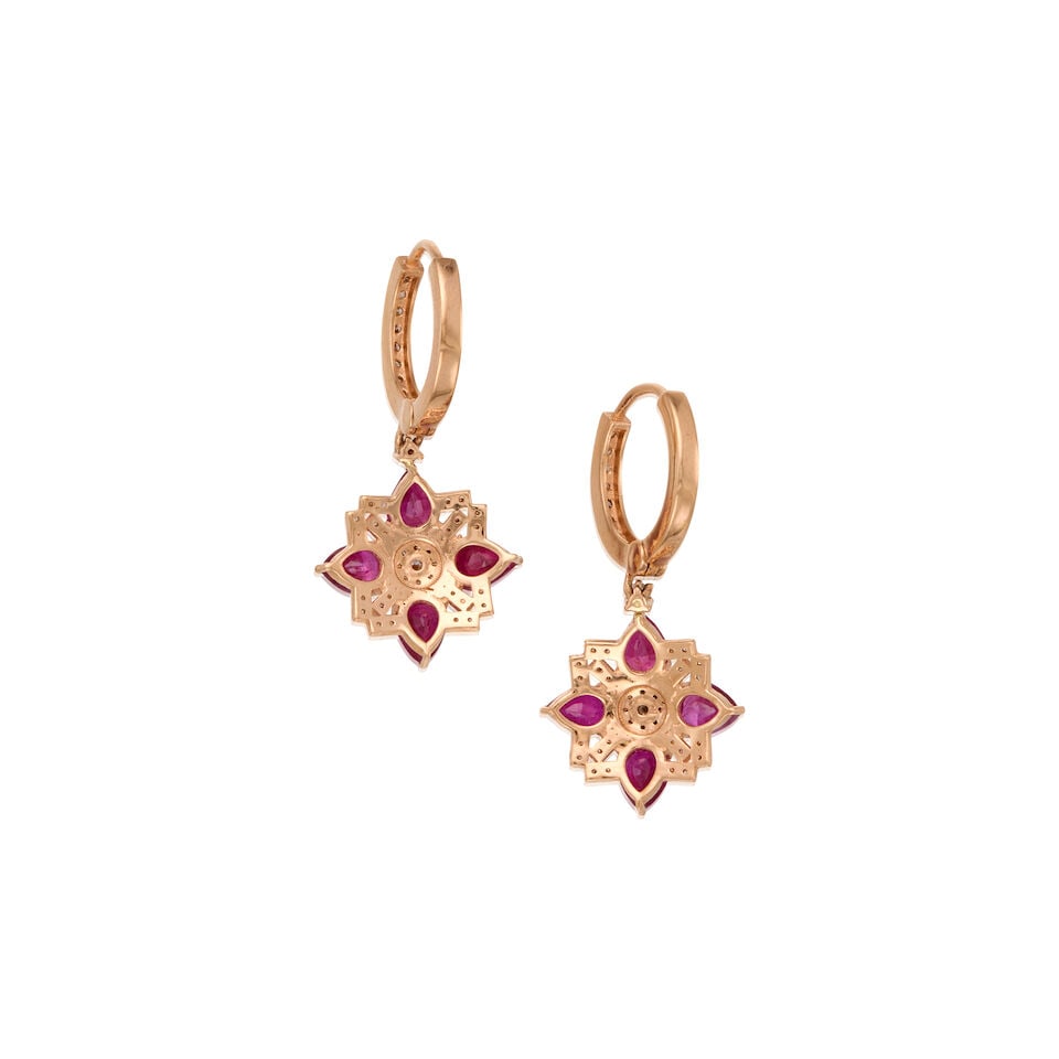 18K YELLOW GOLD, RUBY, AND DIAMOND EARRINGS WITH GIA REPORT - 2