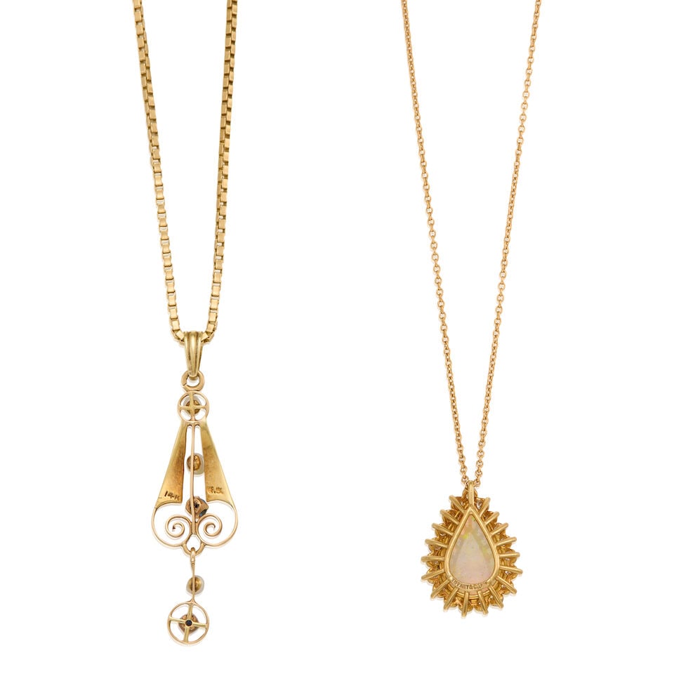 TWO GEM-SET PENDANT NECKLACES, INCLUDING TIFFANY & CO. - 2