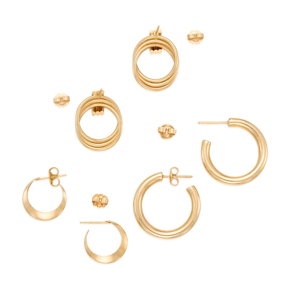 A GROUP OF GOLD EARRINGS - 2