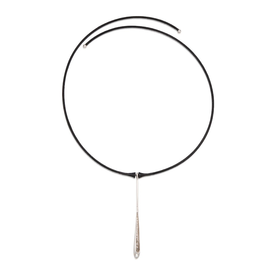 18K WHITE GOLD AND DIAMOND CHOKER NECKLACE - 2
