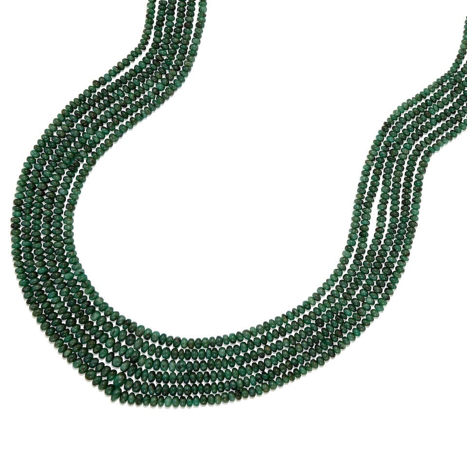 MULTISTRAND EMERALD BEAD NECKLACE - 2