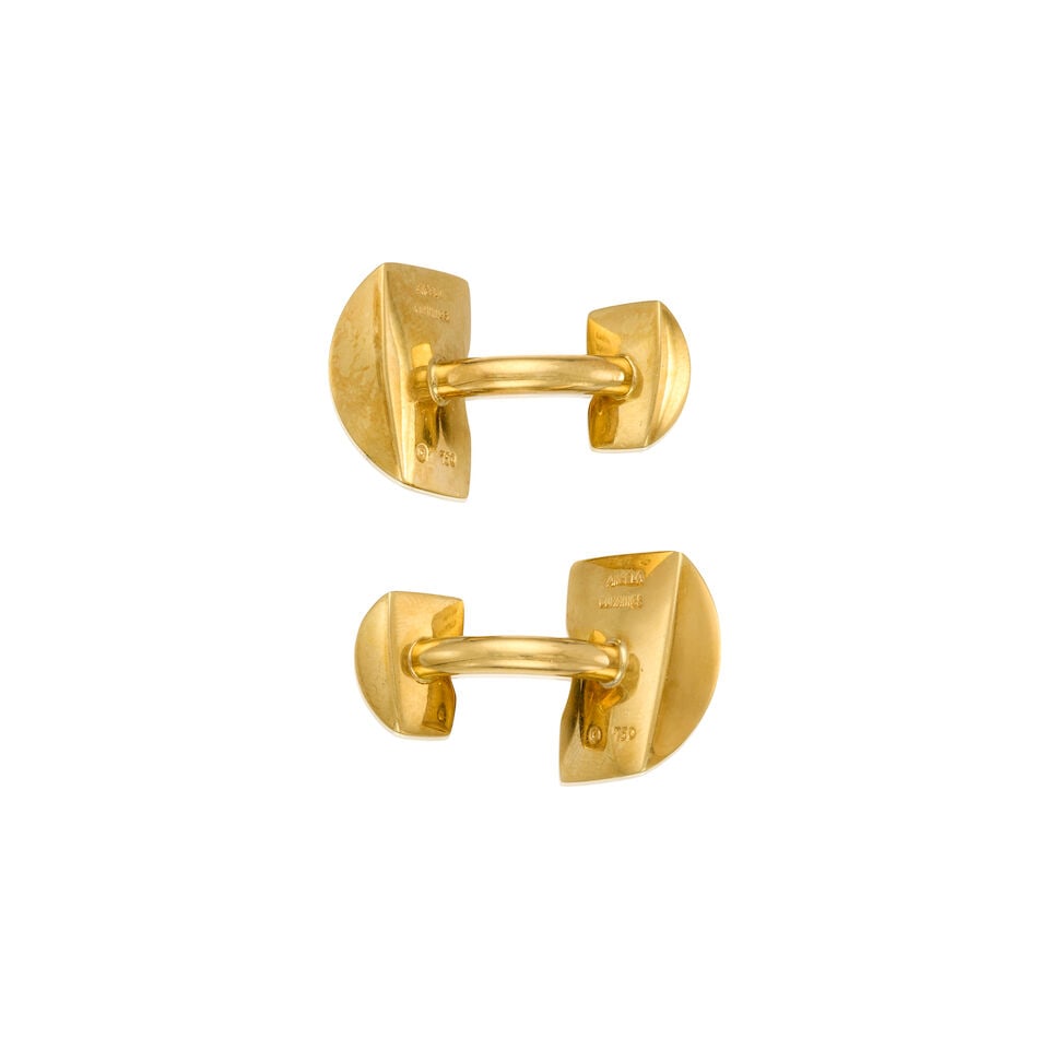 ANGELA CUMMINGS: 18K YELLOW GOLD AND JADE CUFFLINKS - 2