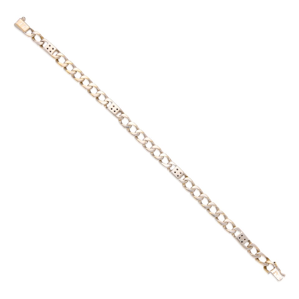 18K BICOLORED GOLD AND DIAMOND CURB LINK BRACELET - 2