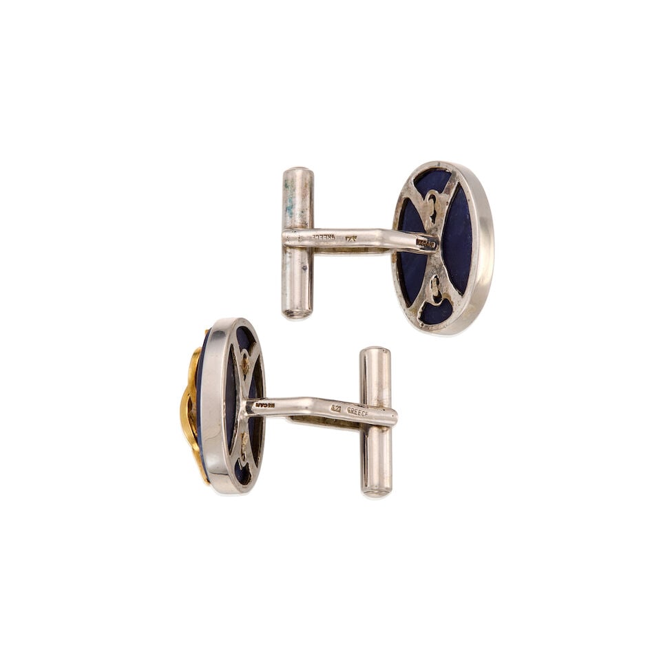 LALAOUNIS: STERLING SILVER AND 18K YELLOW GOLD CUFFLINKS - 2