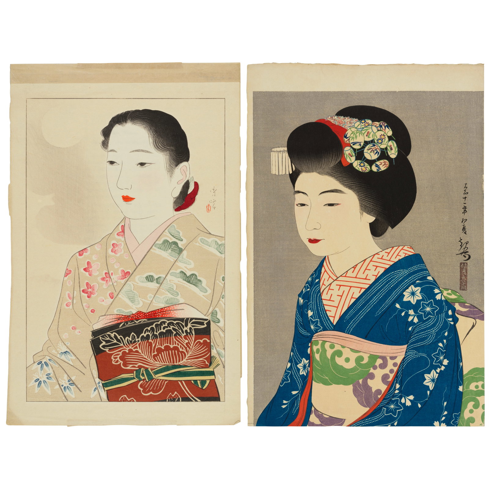 YOSHIKAWA KANPŌ (1894-1979) AND YAMAKAWA SHŪHŌ (1889-1944) Two Prints of Beauties... (1 of 1)