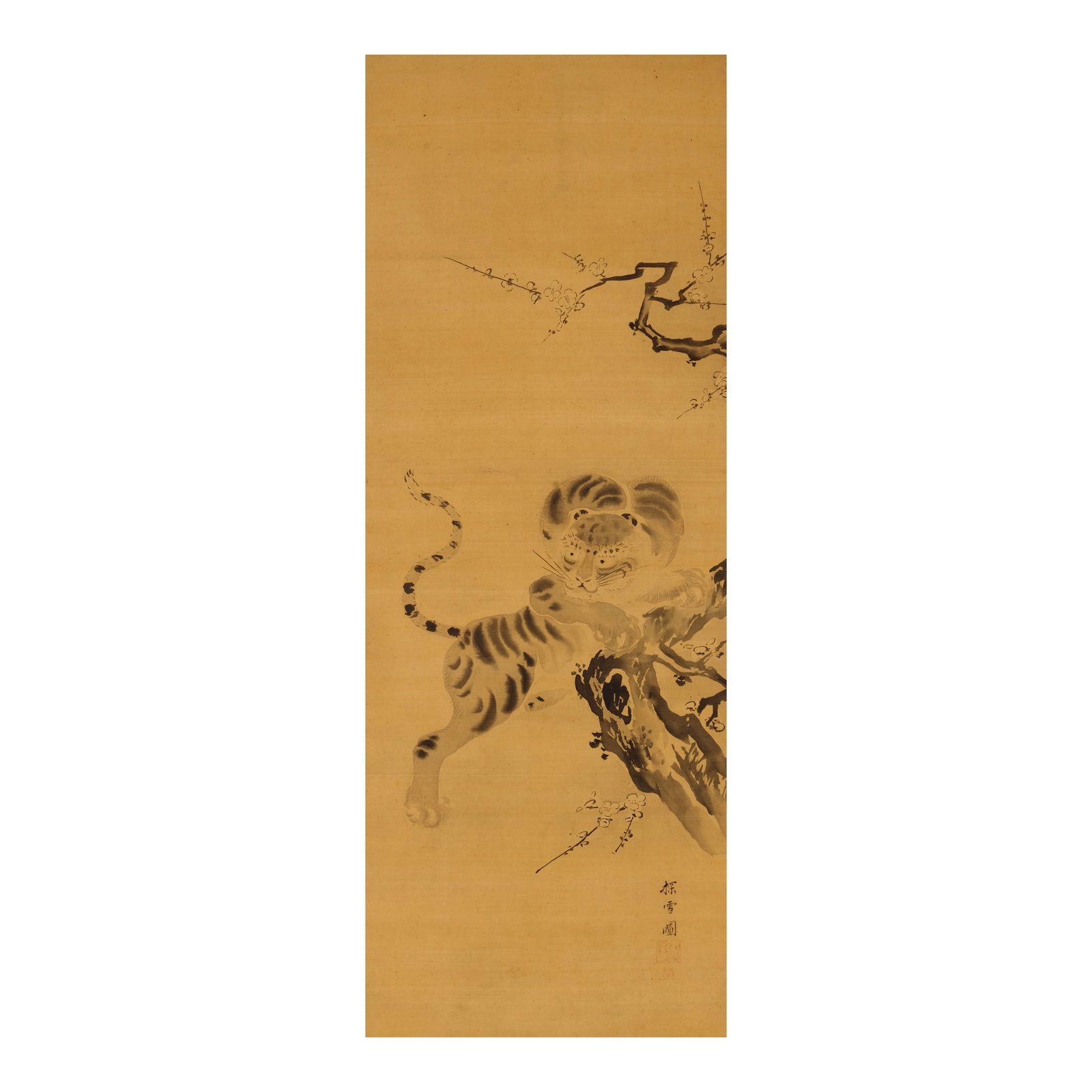 KANO TANSETSU (1655-1714?) Tiger and Prunus Edo period (1615-1868), late 17th/early 18th century (1 of 1)