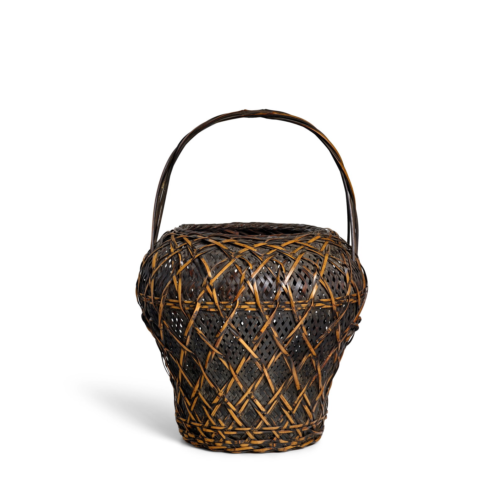BUSEKI SUISHIN (1888-1984) A Handled Flower Basket Taisho (1912-1926) or Showa (1926-1989) era, ...: BUSEKI SUISHIN (1888-1984) A Handled Flower Basket Taisho (1912-1926) or Showa (1926-1989) era, 1920s/1930s The high-shouldered body likely based on a thrown ceramic form, plaited from natural-colored