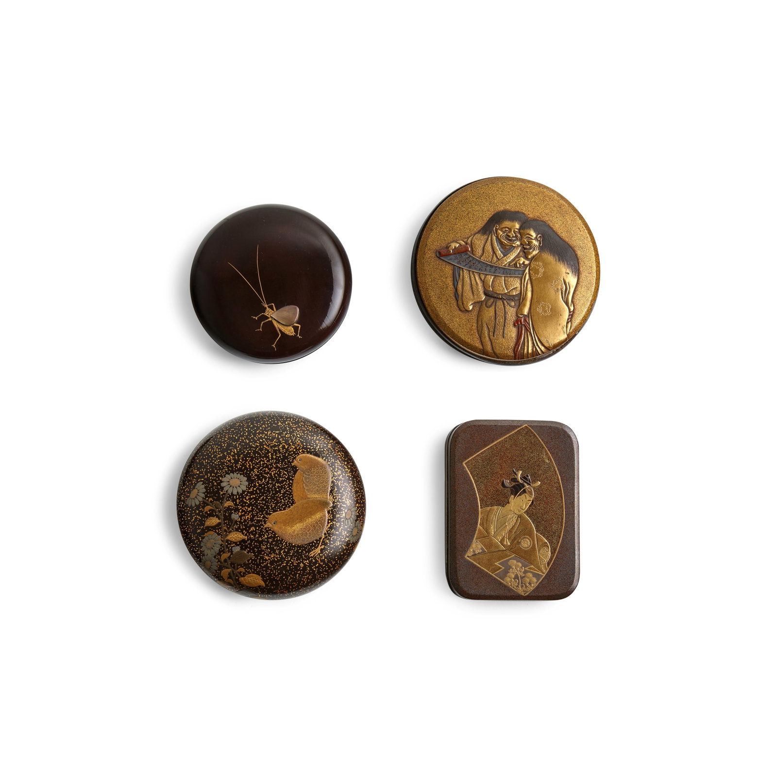 FOUR LACQUER KŌGŌ (INCENSE CONTAINERS) Edo period (1615-1868) or Meiji era (1868-1912)... (1 of 1)