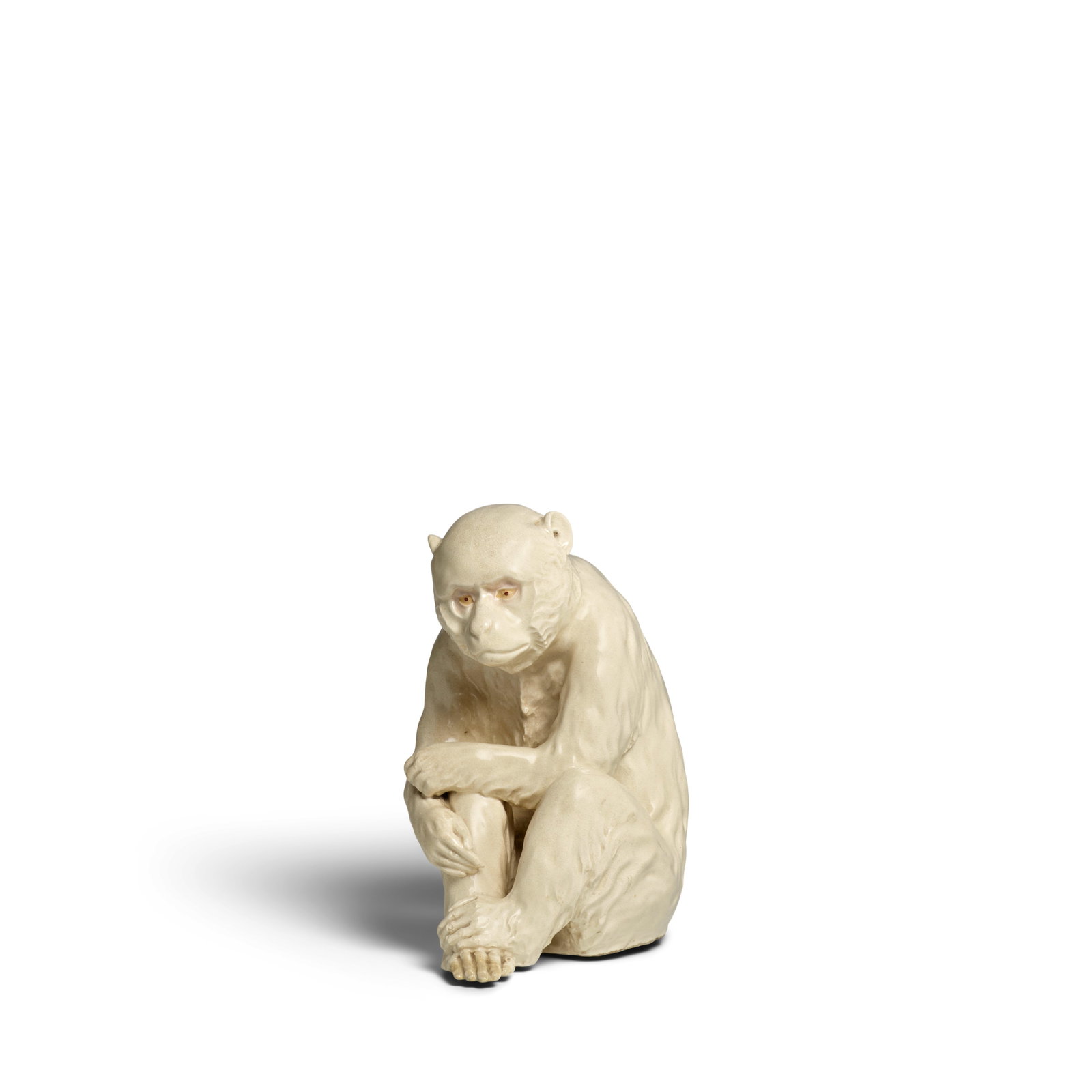 AN EARLY WHITE-SATSUMA MODEL OF A MONKEY Edo period (1615-1868), early 19th century (1 of 1)