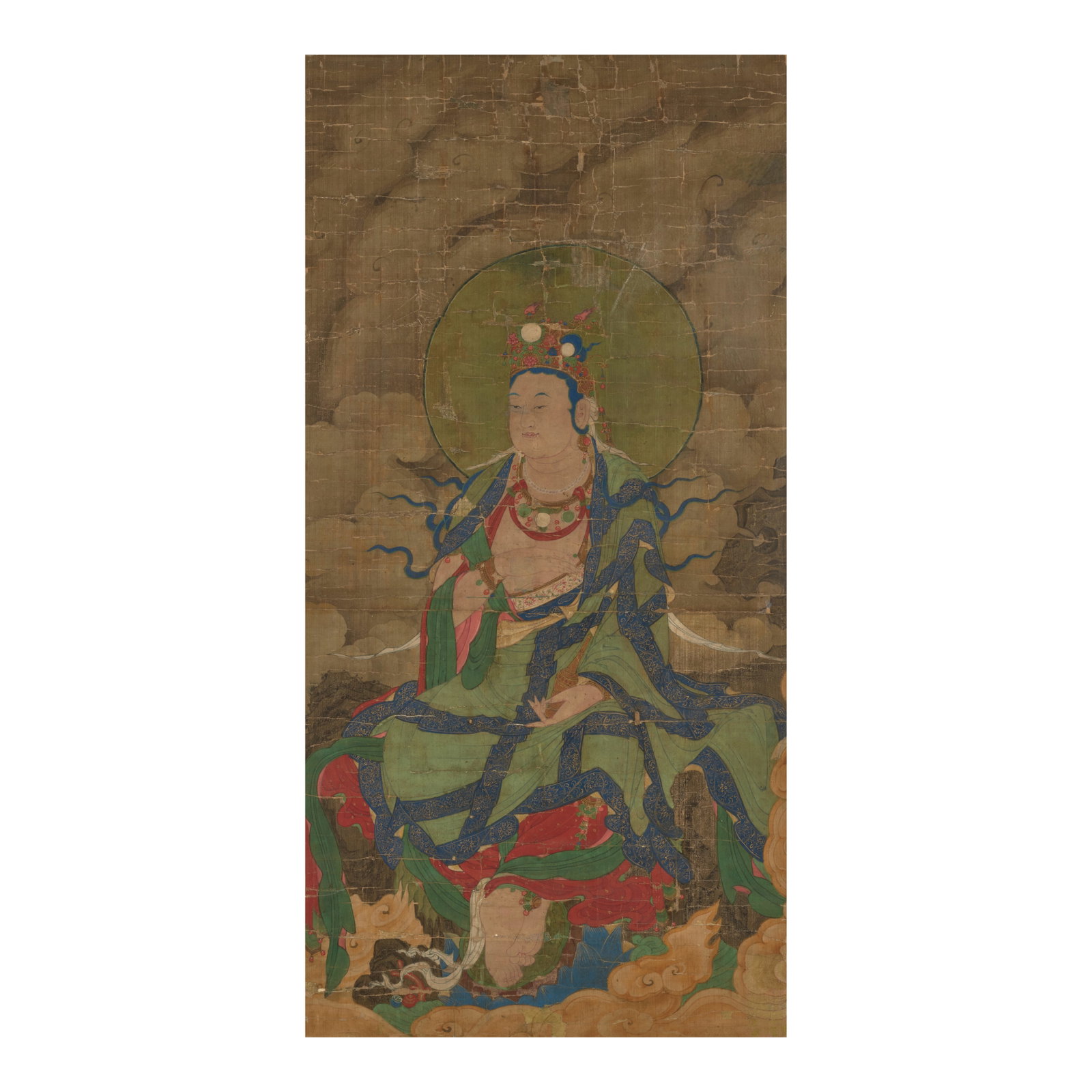 ANONYMOUS (MING DYNASTY) Water Moon Guanyin: ANONYMOUS (MING DYNASTY) Water Moon Guanyin Framed and glazed, ink and color on silk, unsigned and absent seals. 44 1/8 x 21 5/8in (112.3 x 55cm) Footnotes: Provenance: Sotheby's, New York, Fine Class