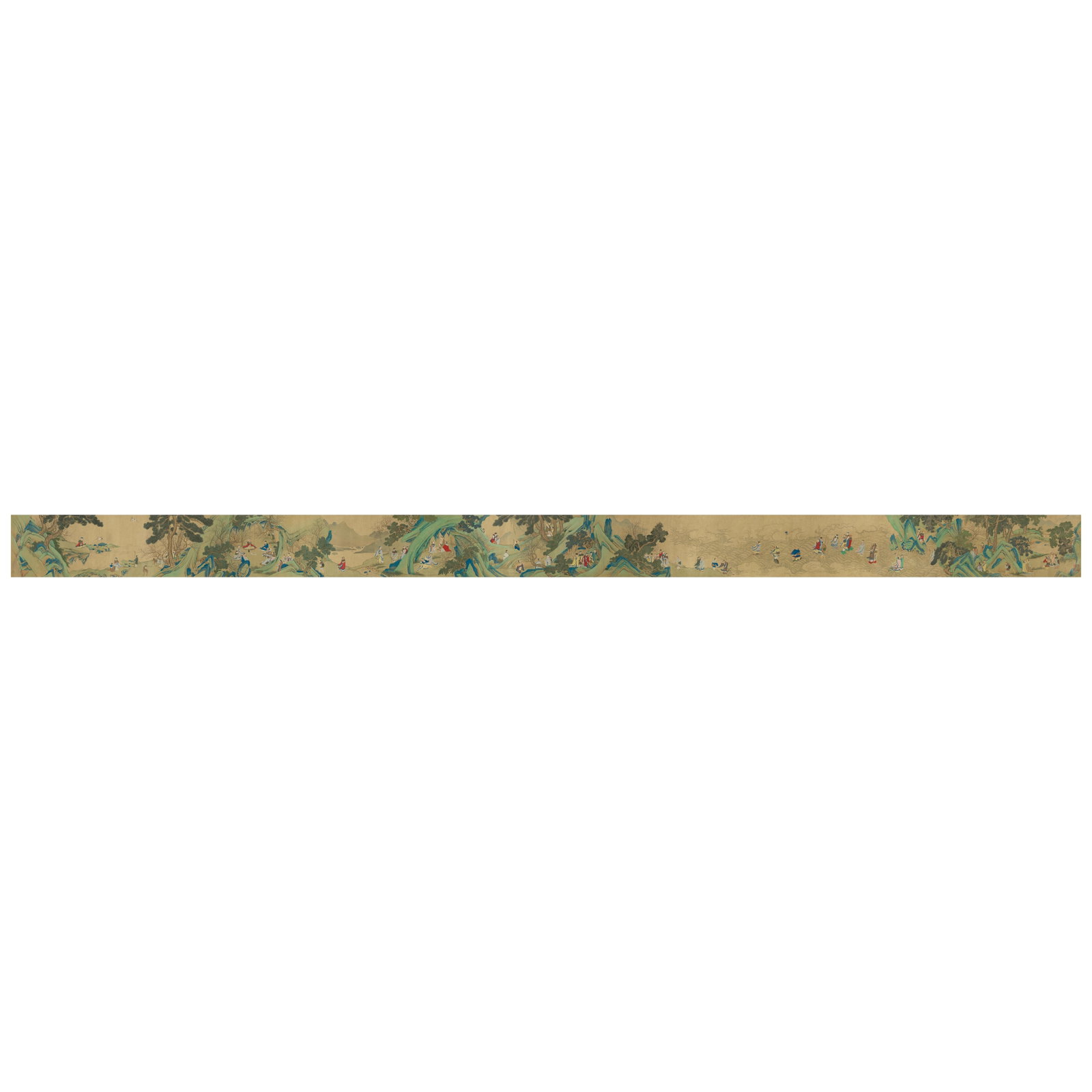 ANONYMOUS (LATE QING DYNASTY) Immortal Gathering: ANONYMOUS (LATE QING DYNASTY) Immortal Gathering Horizontal handscroll, ink and color on paper, absent an artist's signature and seal, with a collector's seal of Hsiung Shih-I (1902-1991). 11 3/8 x 21