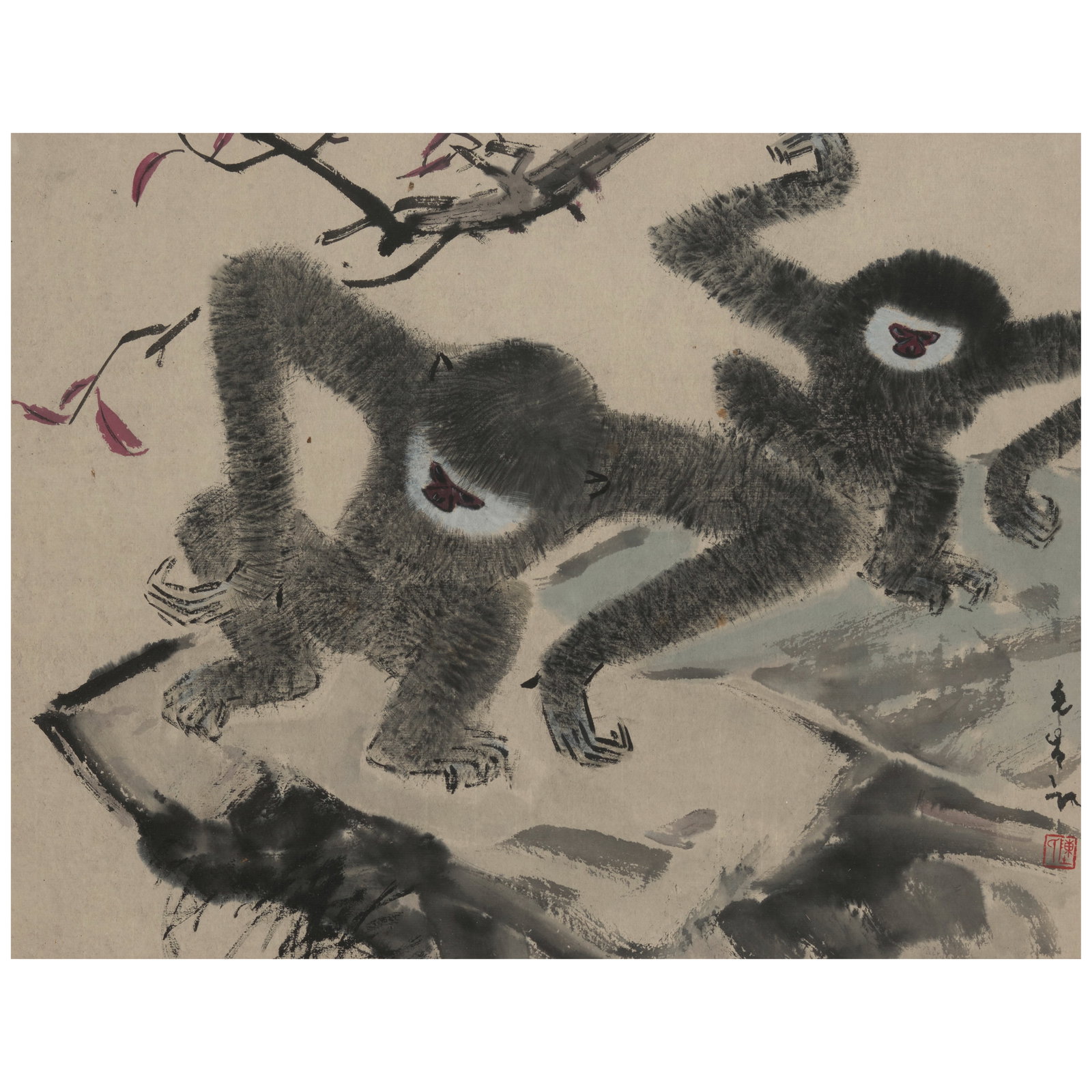 CHEN WENXI (CHEN WEN HSI, 1906-1991) Gibbons on a Rock (1 of 1)