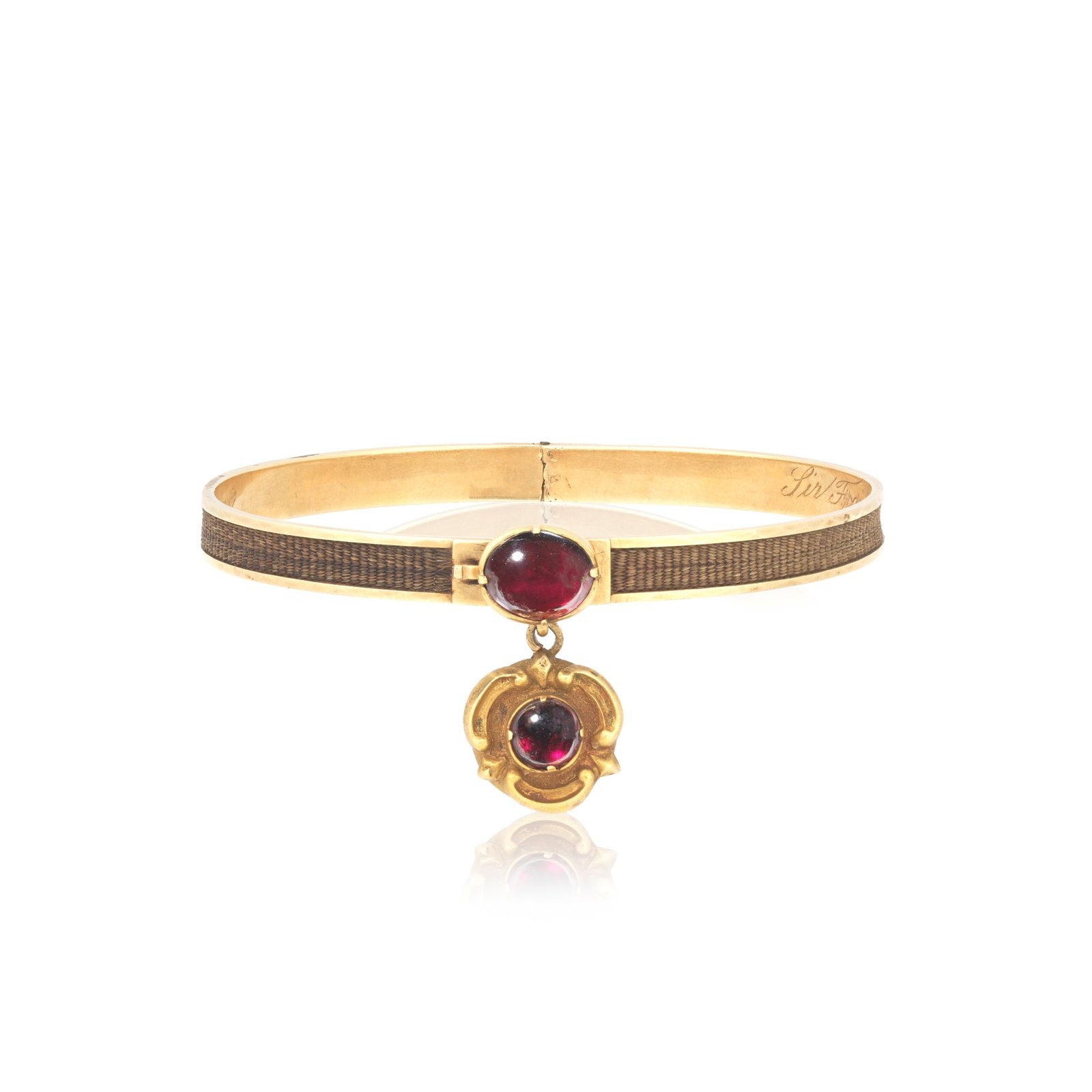 GARNET AND HAIRWORK BANGLE, CIRCA 1838 (1 of 1)