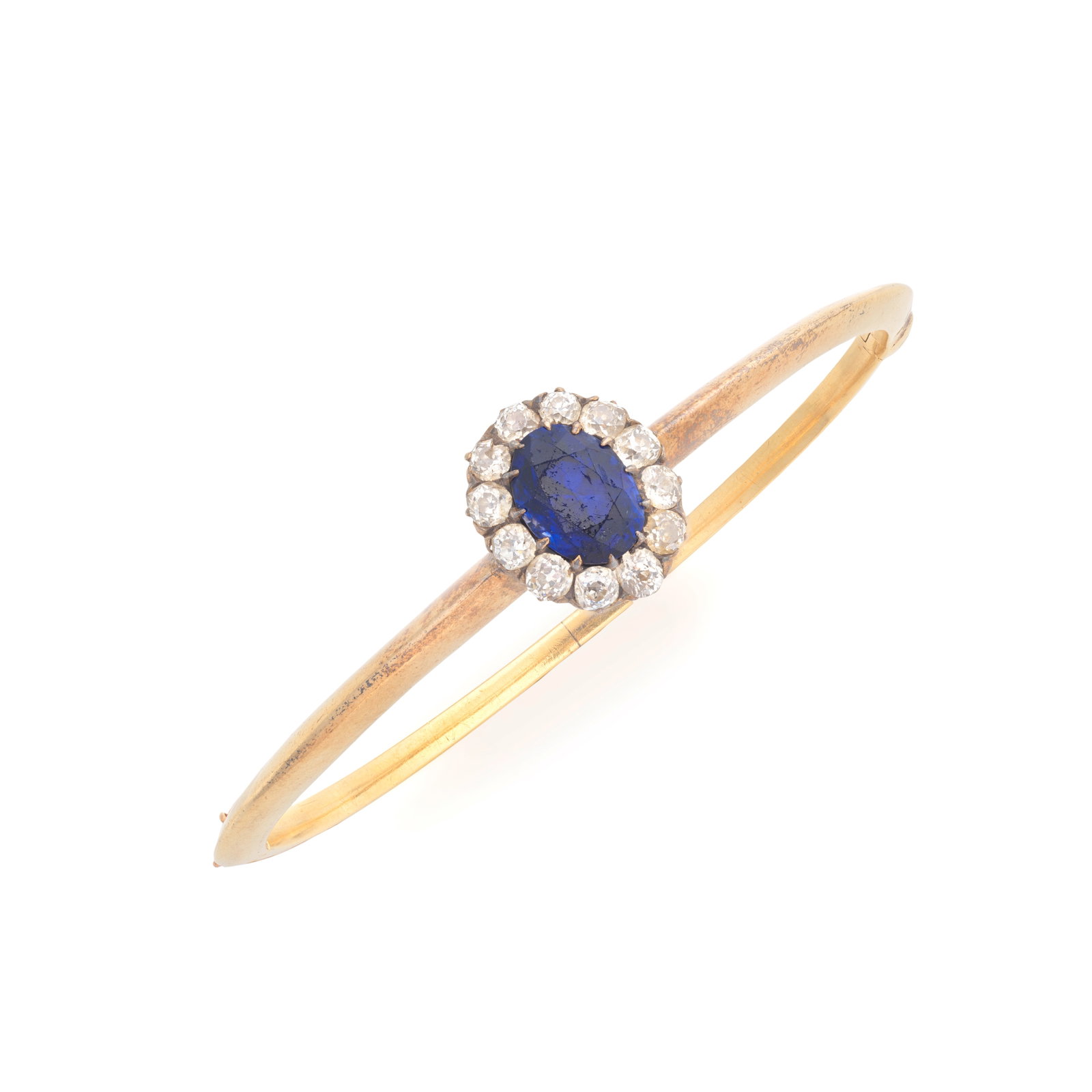 SAPPHIRE AND DIAMOND CLUSTER BANGLE, CIRCA 1900 (1 of 1)