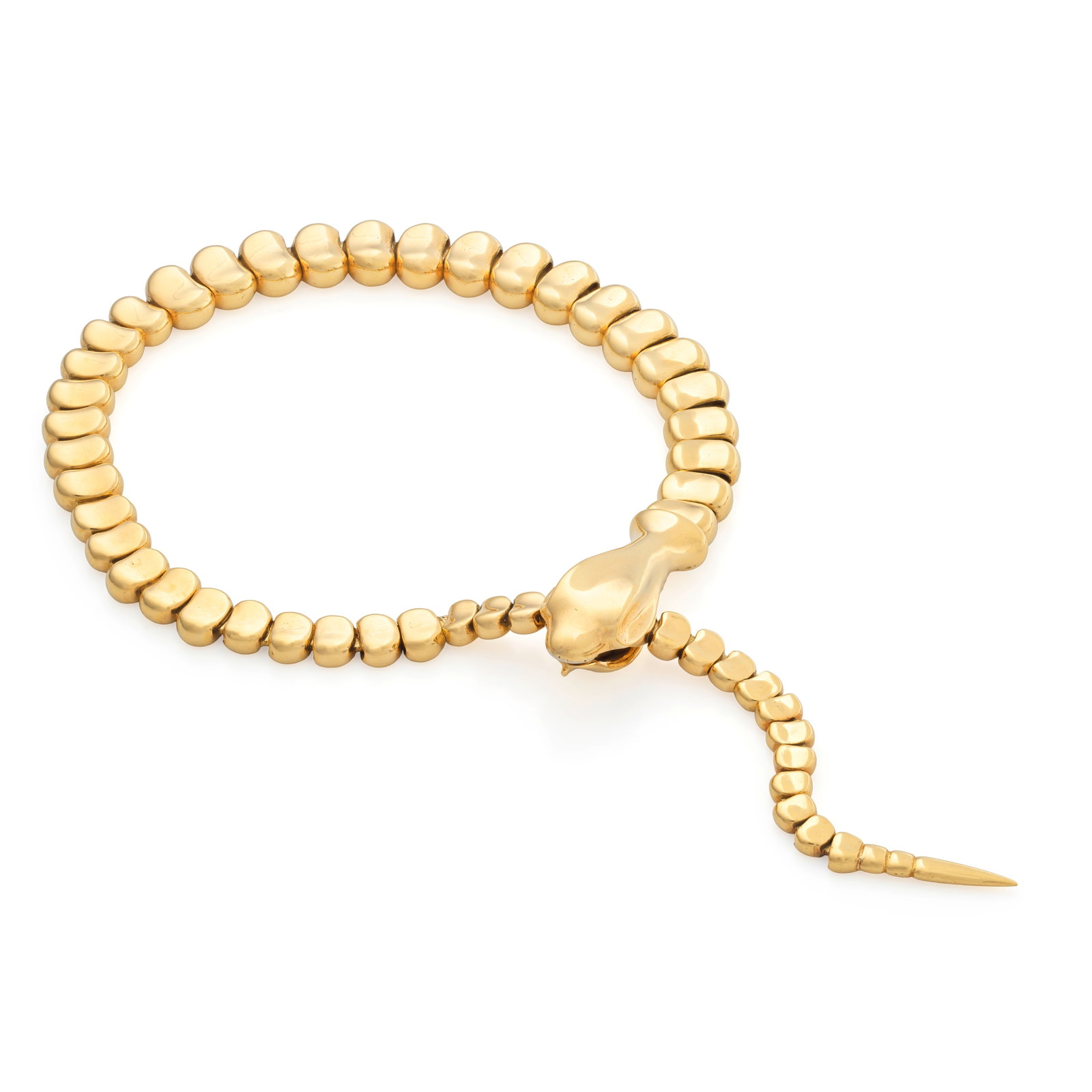 ELSA PERETTI FOR TIFFANY: SERPENT BRACELET: ELSA PERETTI FOR TIFFANY: SERPENT BRACELET The highly articulated snake comprising polished links of curved form, signed Peretti, Tiffany & Co., length 23.0cm For further information on this lot
