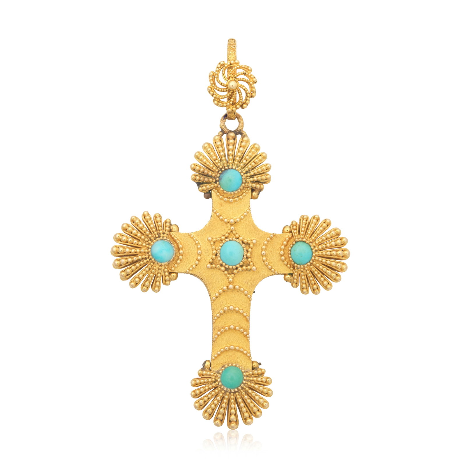 TURQUOISE-SET DOUBLE-SIDED LATIN CROSS PENDANT (1 of 1)