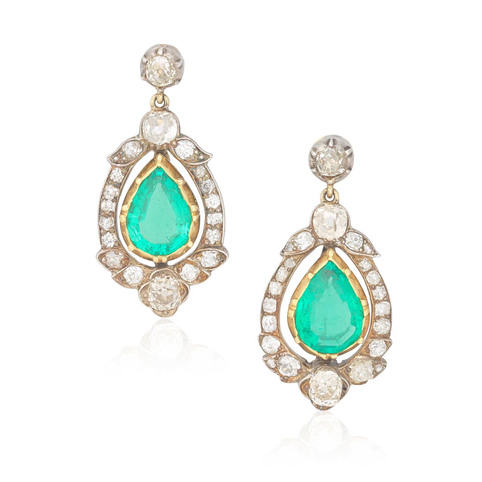 EMERALD AND DIAMOND PENDENT EARRINGS (1 of 1)