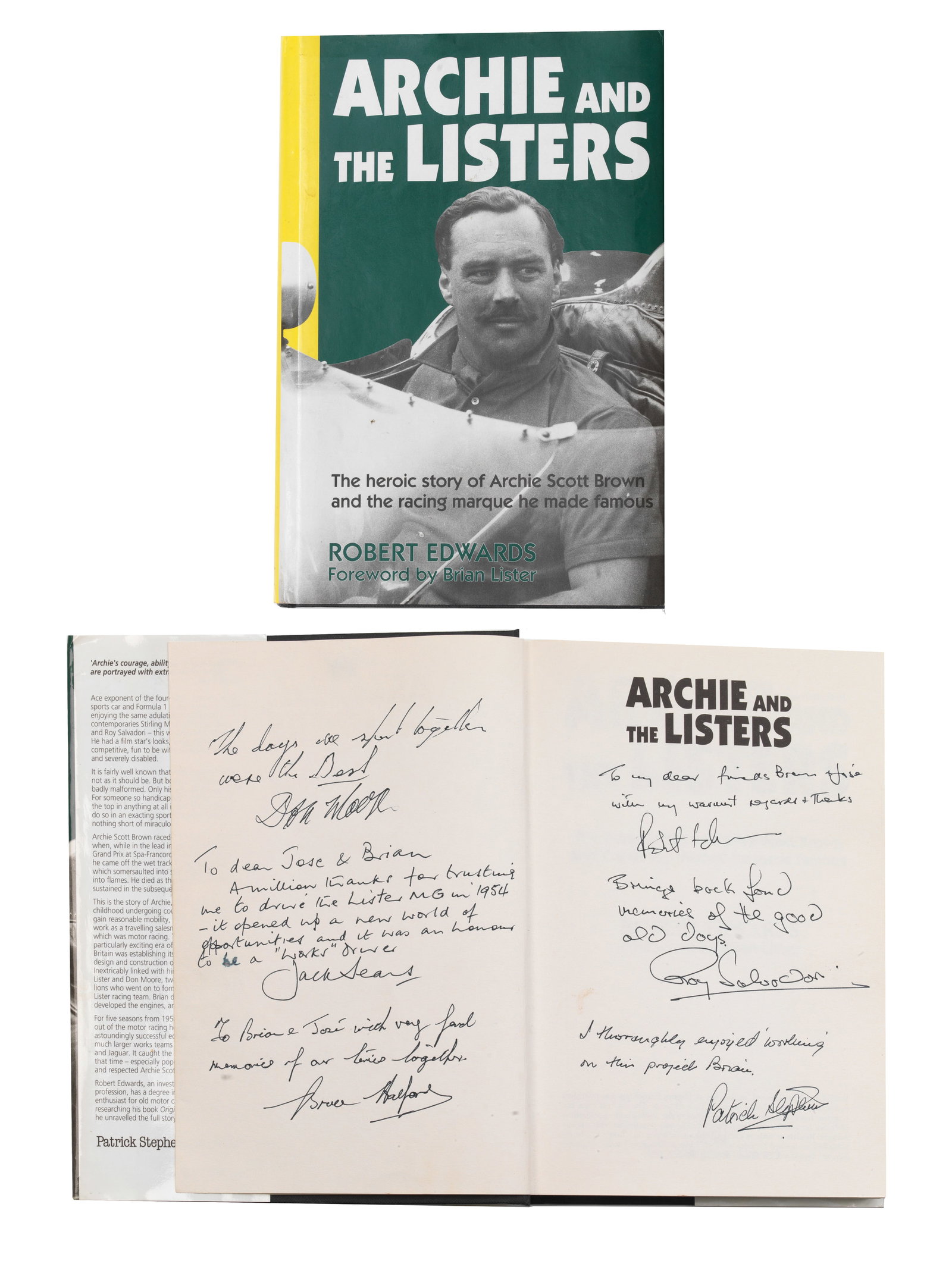 Brian Lister's personal copy of Robert Edwards: Archie and the Listers, signed by drivers, ((Q... (1 of 1)