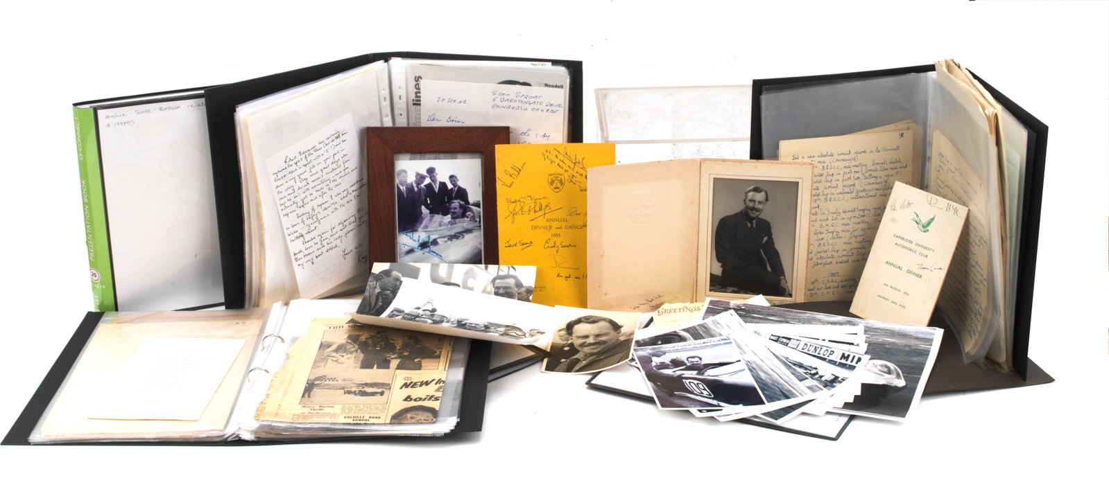 Photographs, signed items, and ephemera relating to Archie Scott Brown's racing career with List... (1 of 1)