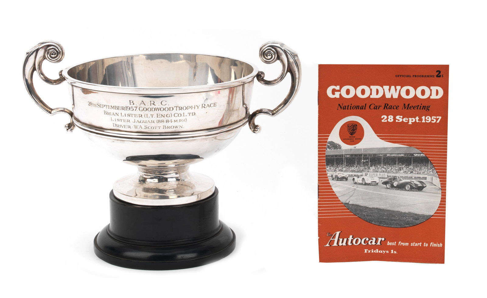 The 1957 BARC Goodwood Trophy Race 1st place trophy awarded for victory by Archie Scott Brown in... (1 of 1)