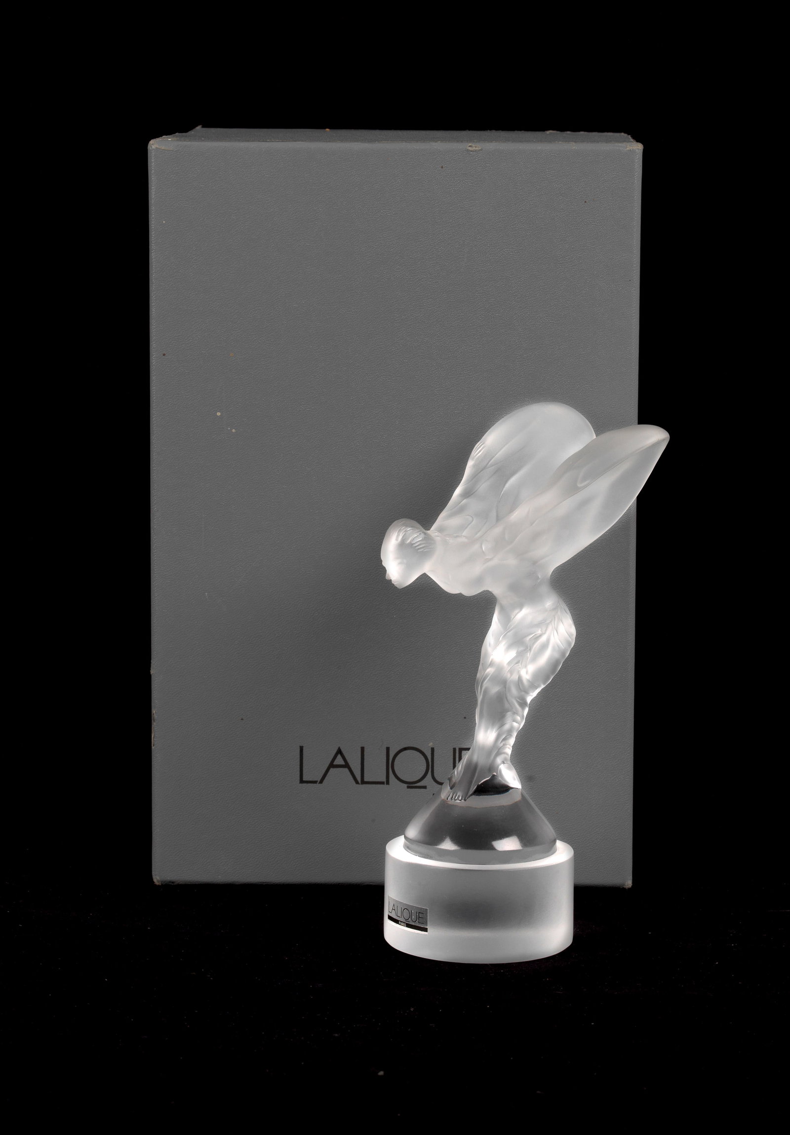 A boxed Rolls-Royce 'Spirit of Ecstasy' limited edition glass mascot by Lalique, French, 1994, (1 of 1)