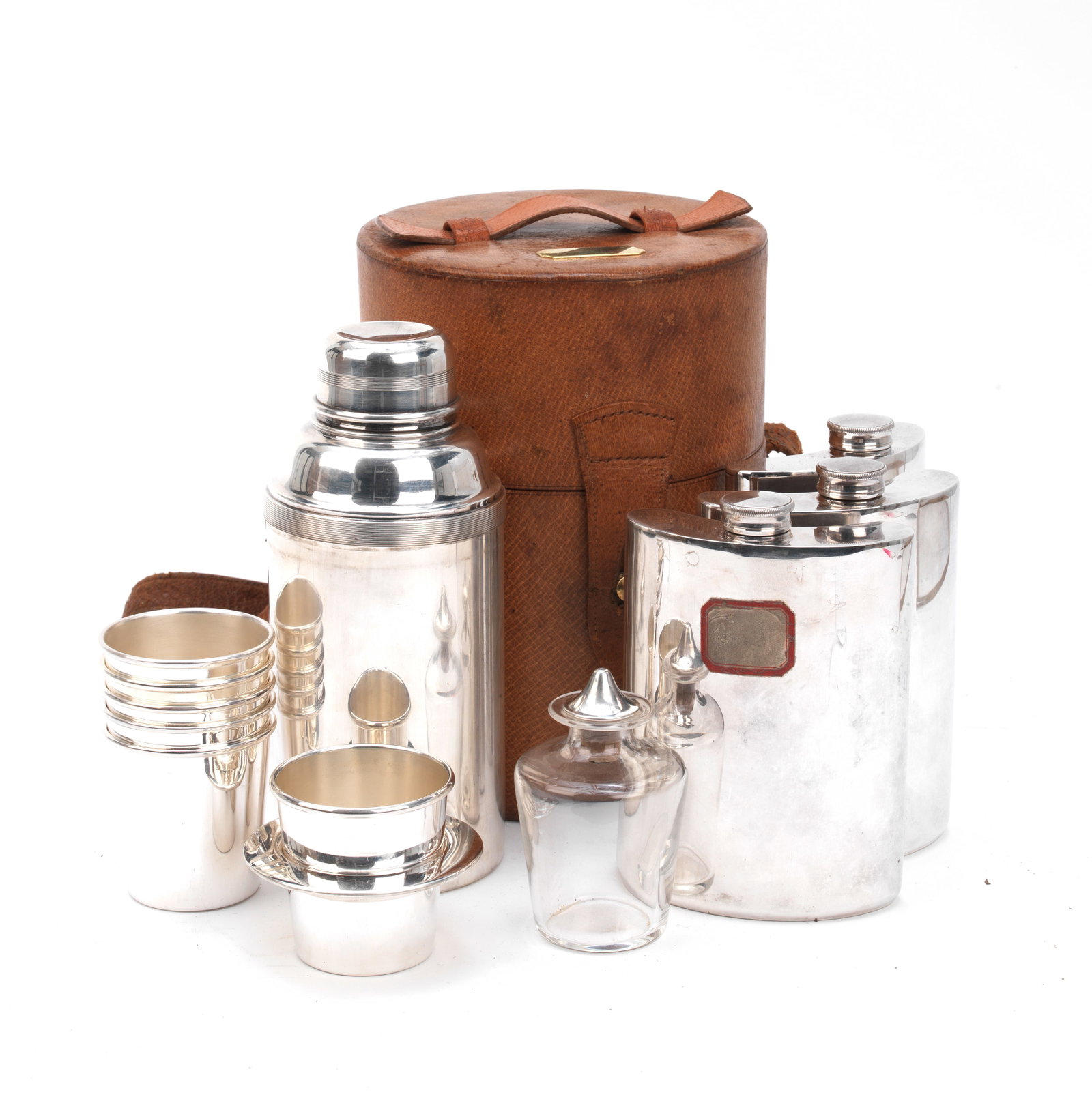 A leather-cased travelling cocktail set for six persons by James Dixon & Sons, circa 1909, (1 of 1)
