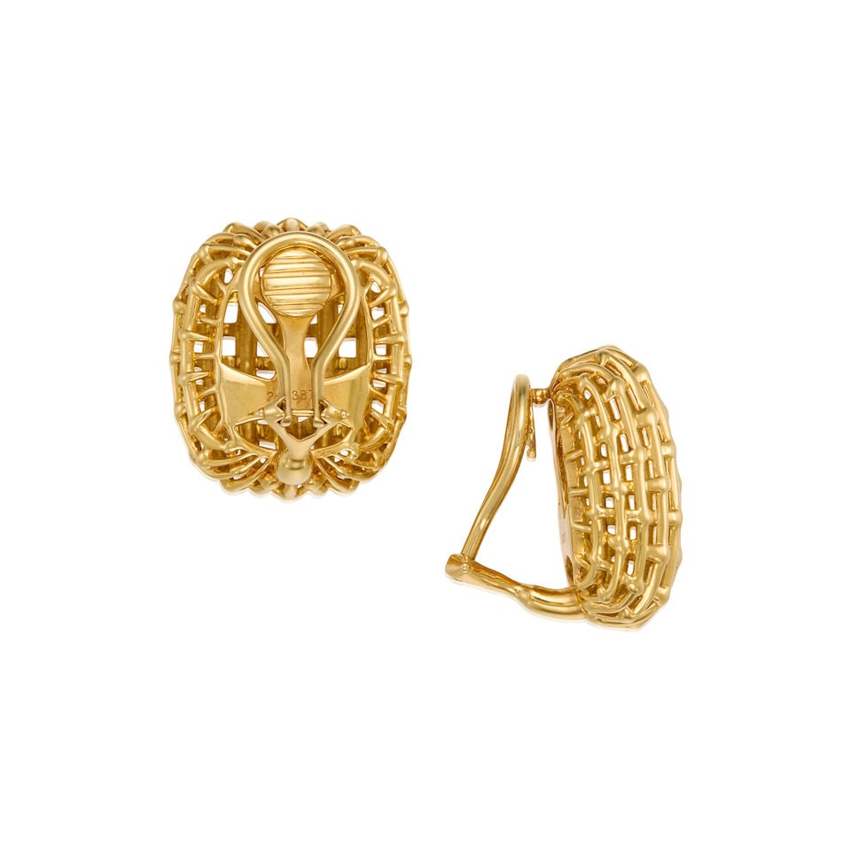 SEAMAN SCHEPPS: 18K YELLOW GOLD EARRINGS - 2