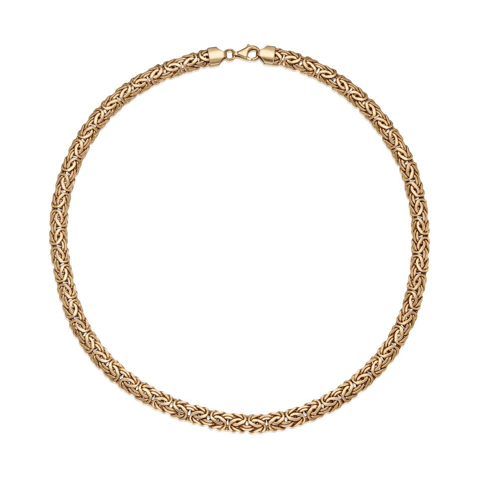 14K YELLOW GOLD LINK NECKLACE: 14K YELLOW GOLD LINK NECKLACE • Length 17 in. • Estimated gross weight: 18.1 grams Footnotes: Tuulikki Suominen Wolff was a Finnish dancer, actress, painter and wife of famed news writer, 