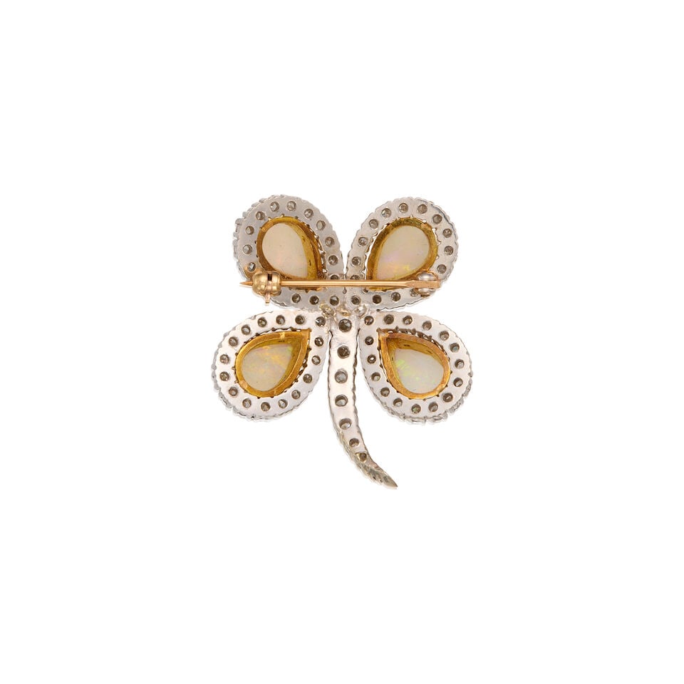 A GOLD, OPAL AND DIAMOND BROOCH - 2