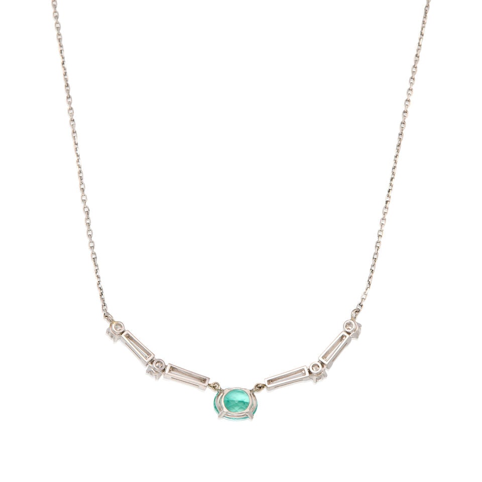 PLATINUM, PARAÍBA-TYPE TOURMALINE, AND DIAMOND NECKLACE WITH GIA REPORT - 2