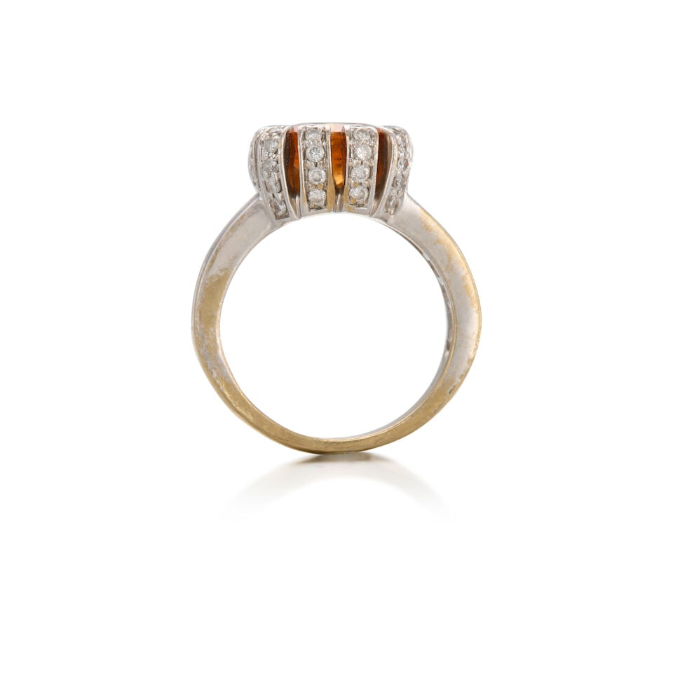 18K GOLD, CITRINE, SAPPHIRE, AND DIAMOND RING - 2