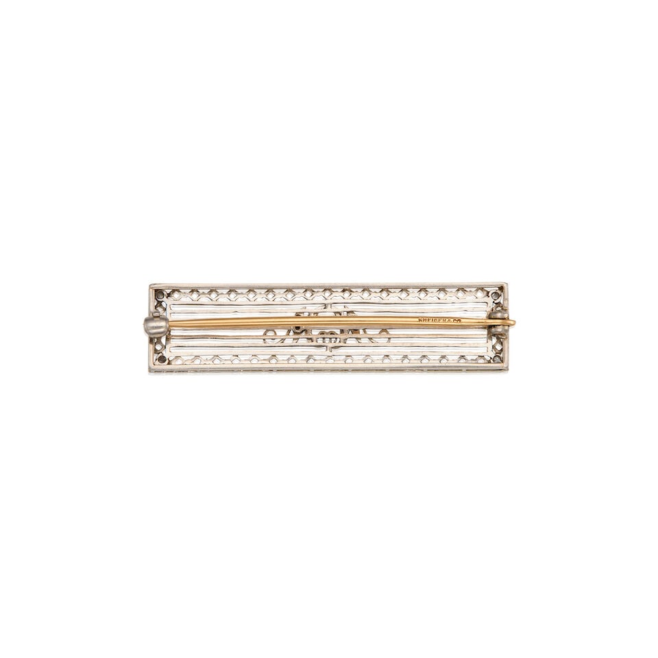DREICER & CO: PLATINUM, GOLD, AND DIAMOND BROOCH - 2