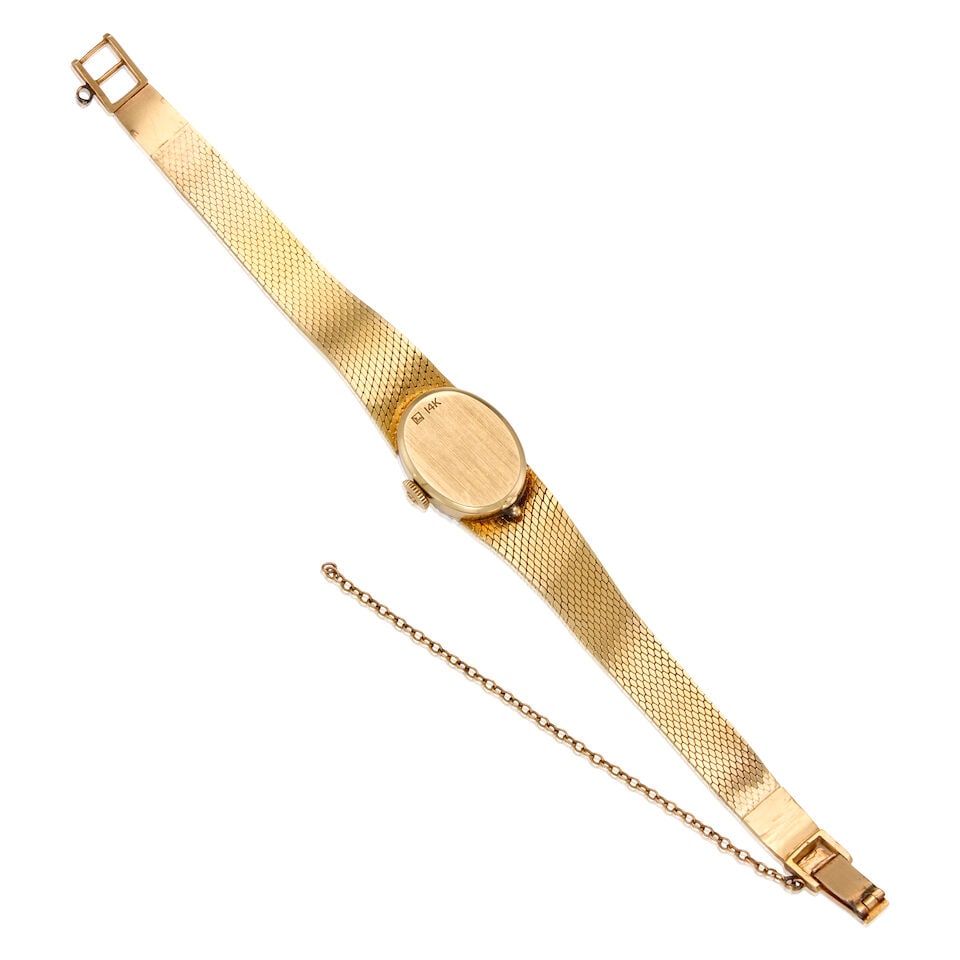 14K YELLOW GOLD AND DIAMOND WRISTWATCH - 2