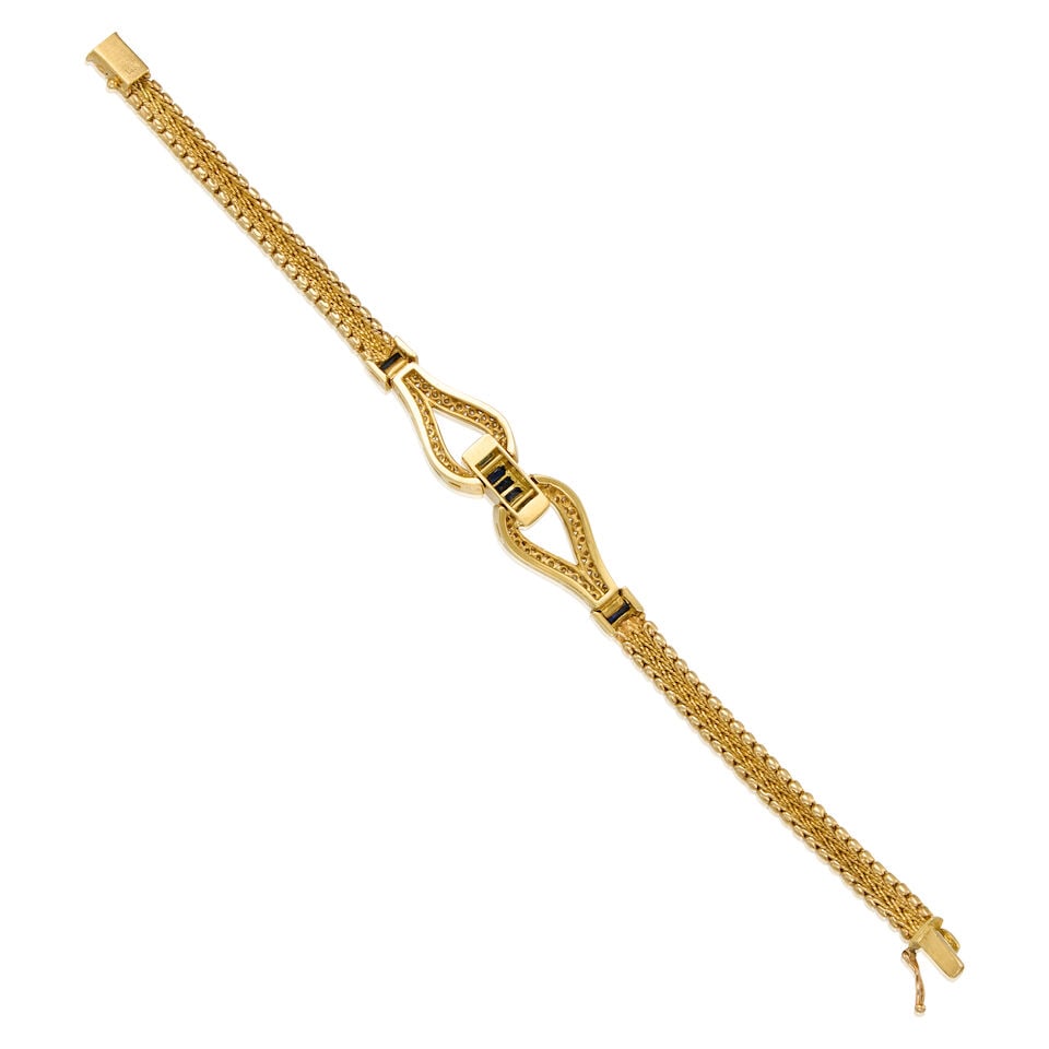 14K YELLOW GOLD, SAPPHIRE, AND DIAMOND BRACELET - 2