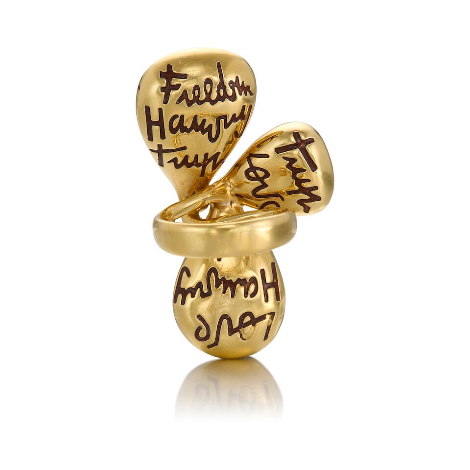 ATTRIBUTED TO DIANE VON FURSTENBERG FOR H.STERN: 18K YELLOW GOLD, ROCK CRYSTAL, AND DIAMOND RING - 2
