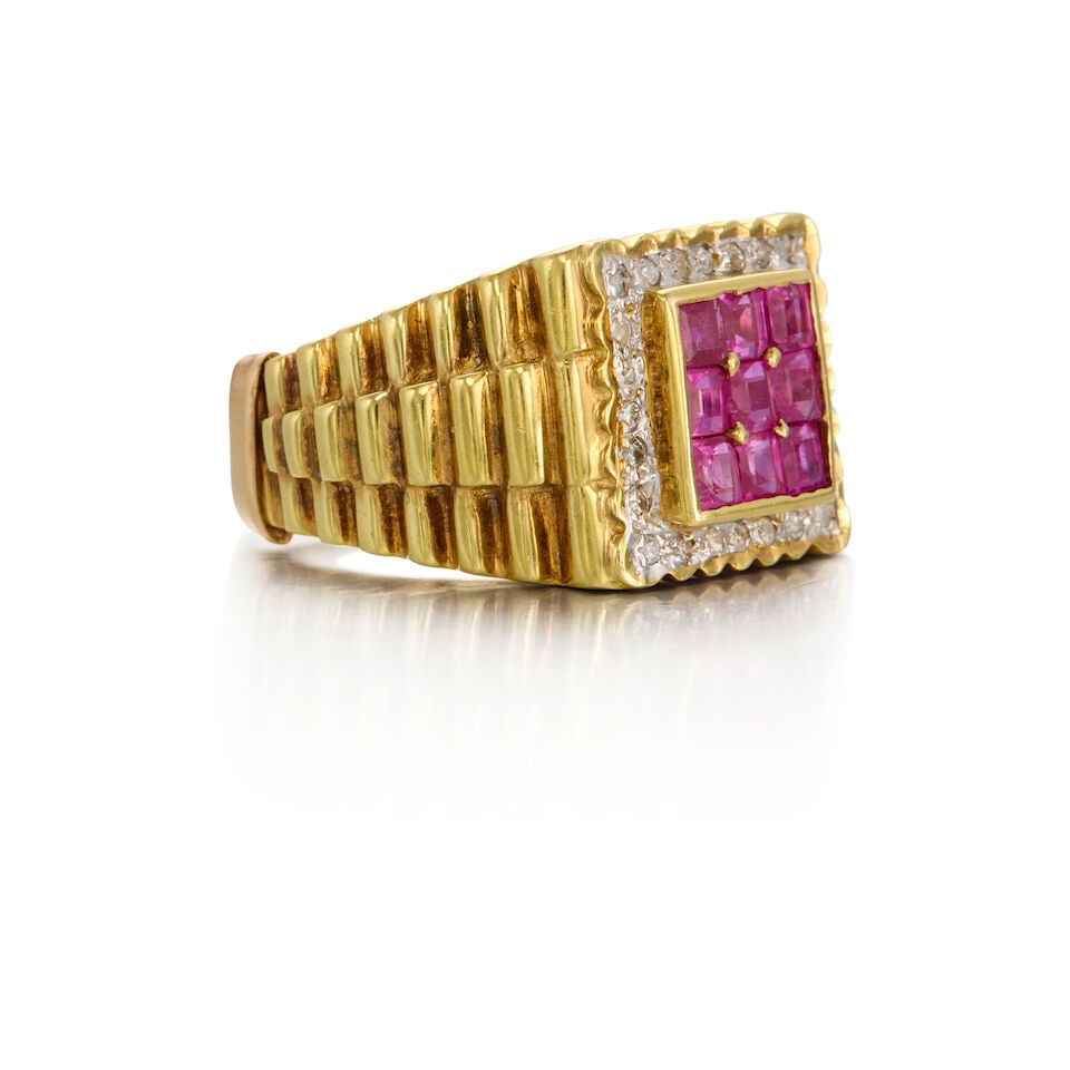 14K YELLOW GOLD, RUBY, AND DIAMOND RING - 2