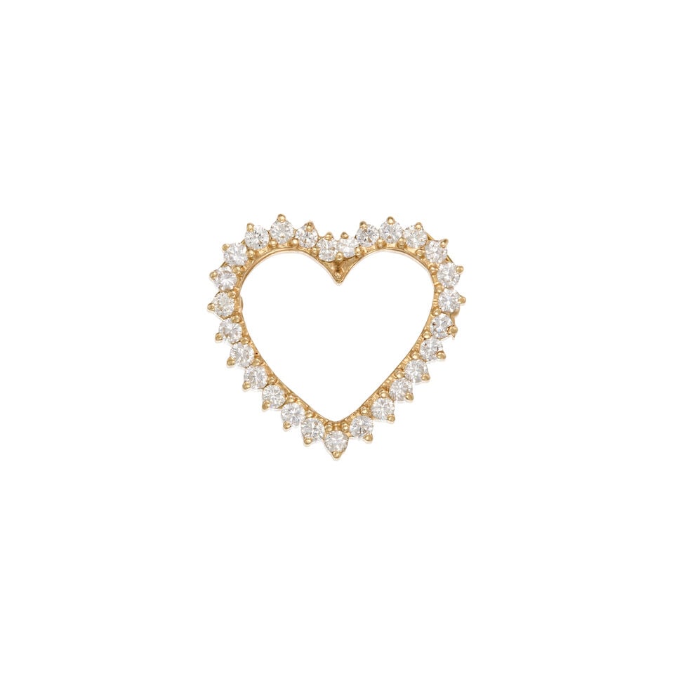 14K GOLD AND DIAMOND PENDANT BROOCH: 14K GOLD AND DIAMOND PENDANT BROOCH • Twenty-seven round brilliant cut diamonds weighing approximately 2.70 carats total • Scratch mark present • Measures 1 1/8 in. x 1 in. •