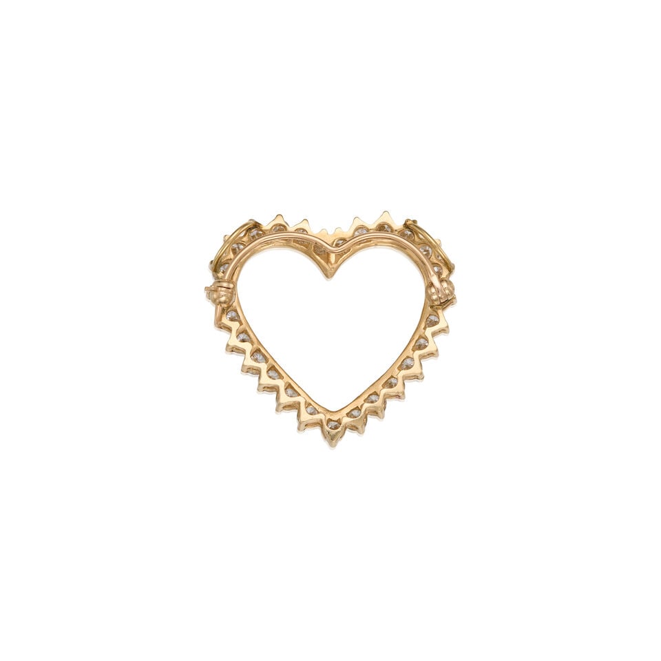 14K GOLD AND DIAMOND PENDANT BROOCH - 2