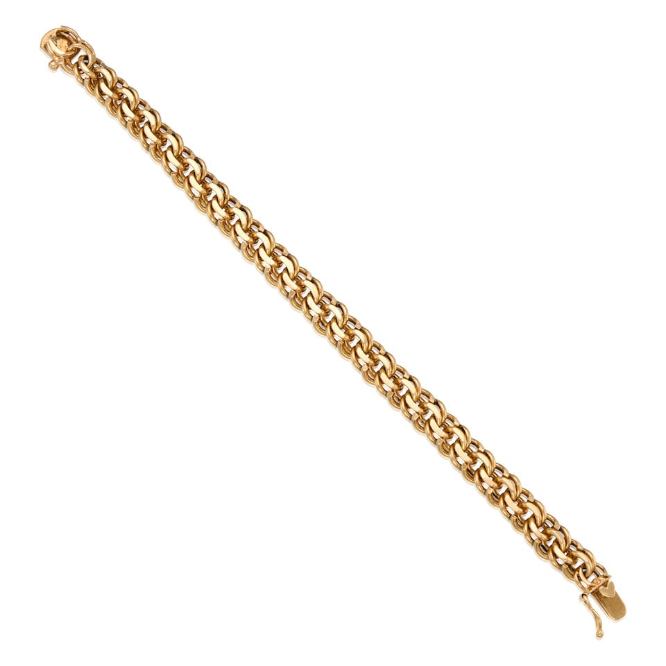 14K YELLOW GOLD LINK BRACELET: 14K YELLOW GOLD LINK BRACELET • Length 7 1/2 in. • Estimated gross weight: 35.0 grams Footnotes: OVERALL CONDITION: good Metal purity stamped and tested with XRF (x-ray fluorescence) for