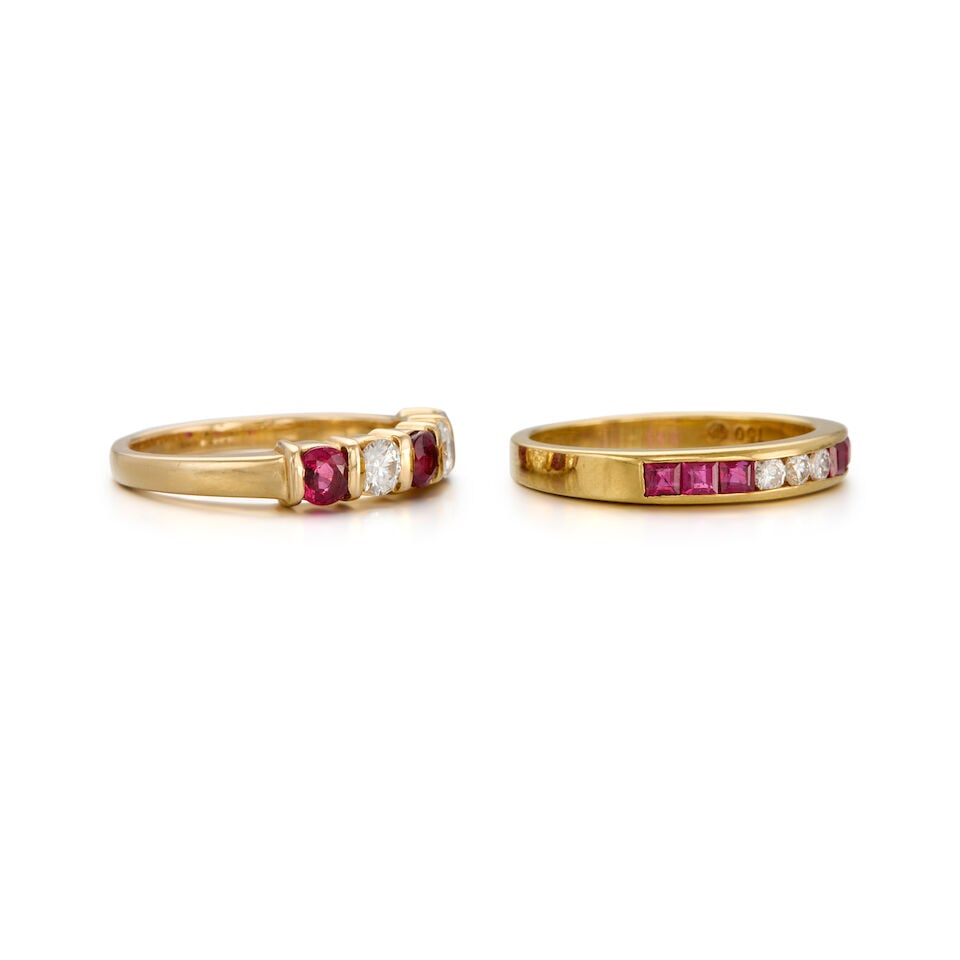 TWO GOLD, RUBY AND DIAMOND RINGS - 2