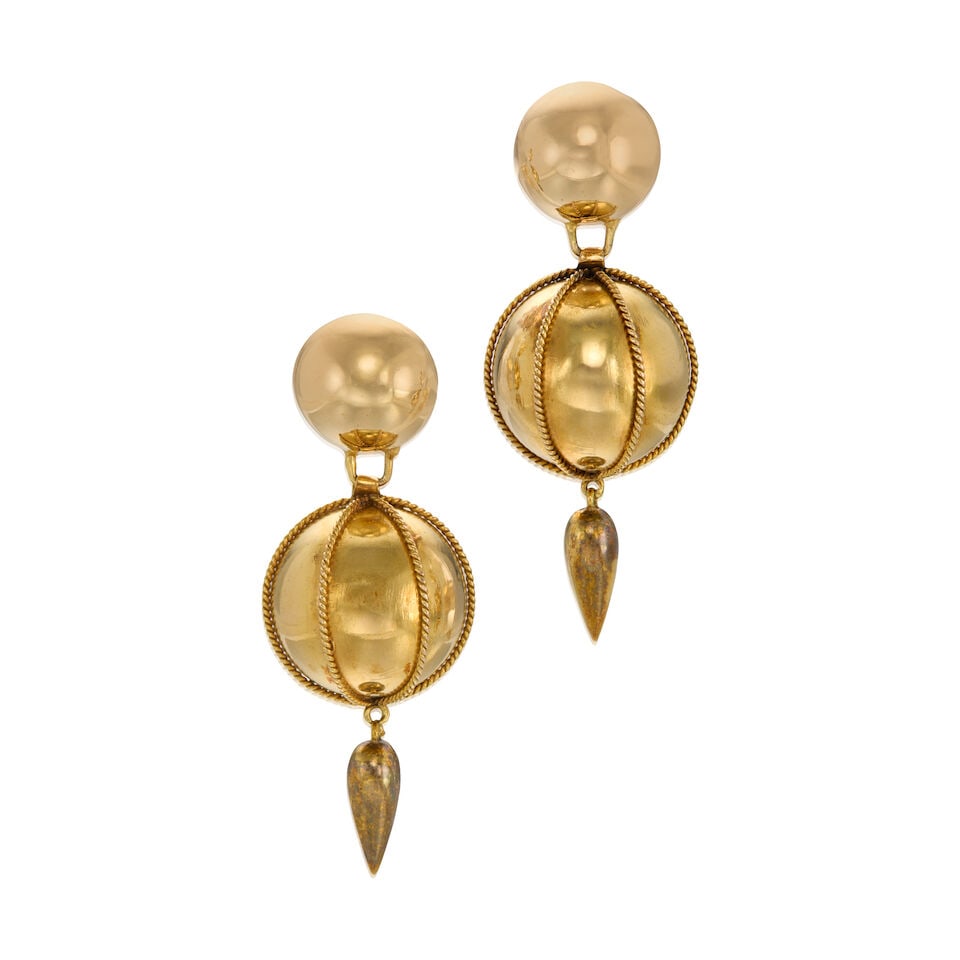 YELLOW GOLD BEAD EARRINGS (1 of 2)