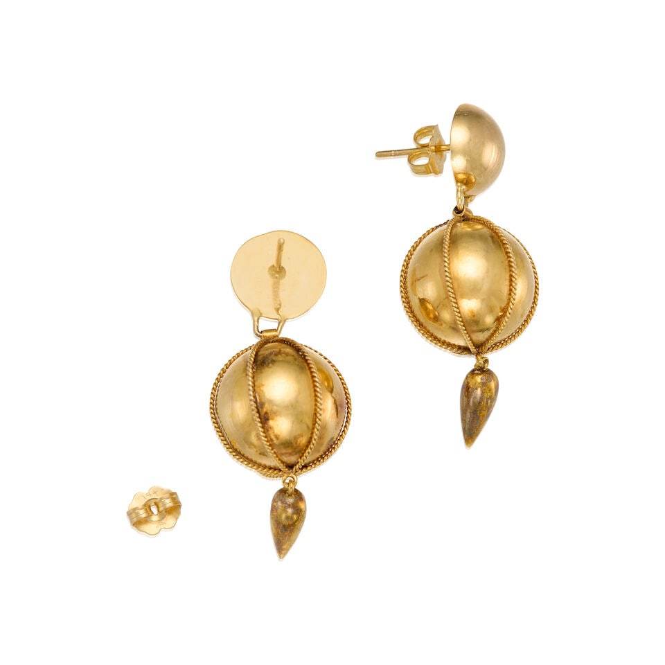 YELLOW GOLD BEAD EARRINGS - 2