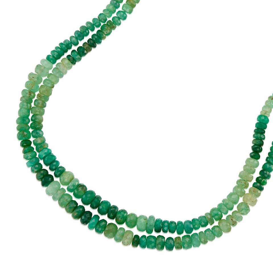 A SILVER AND GREEN BERYL NECKLACE - 2