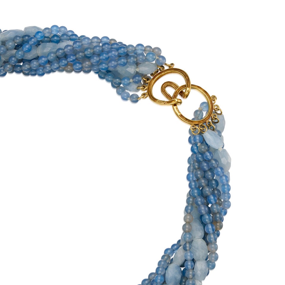 MAZ: 18K GOLD, CHALCEDONY AND BERYL NECKLACE - 2