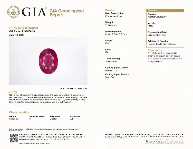 A LOOSE BURMESE RUBY WITH GIA REPORT - 2