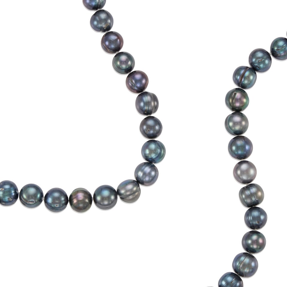WHITE METAL AND CULTURED PEARL NECKLACE - 2