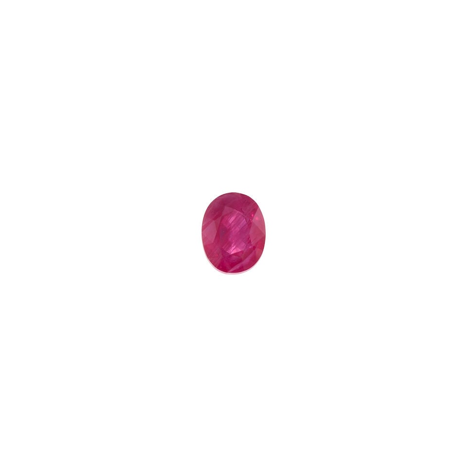 A LOOSE BURMESE RUBY WITH GIA REPORT: A LOOSE BURMESE RUBY WITH GIA REPORT • An oval shaped ruby stated to weigh 2.46 carats and measures 8.92mm x 7.08mm x 4.39mm • Accompanied by a GIA Ruby Origin Report number 1232974107 dat